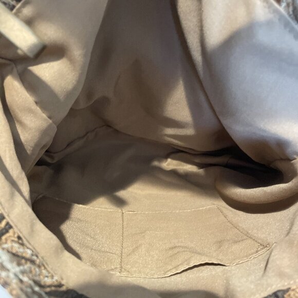 Caribbean Joe Shoulder Handbag Tote Brown Floral Tapestry Faux Leather Trim Boho - Picture 13 of 14